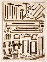 Bouwgereedschap, gegraveerd door Martino Schede